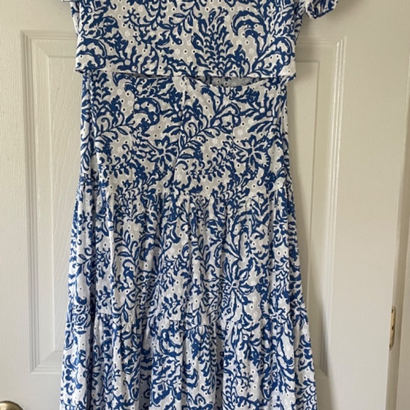 ZARA EYELET PRINTED MIDI DRESS XS - Picture 4 of 8